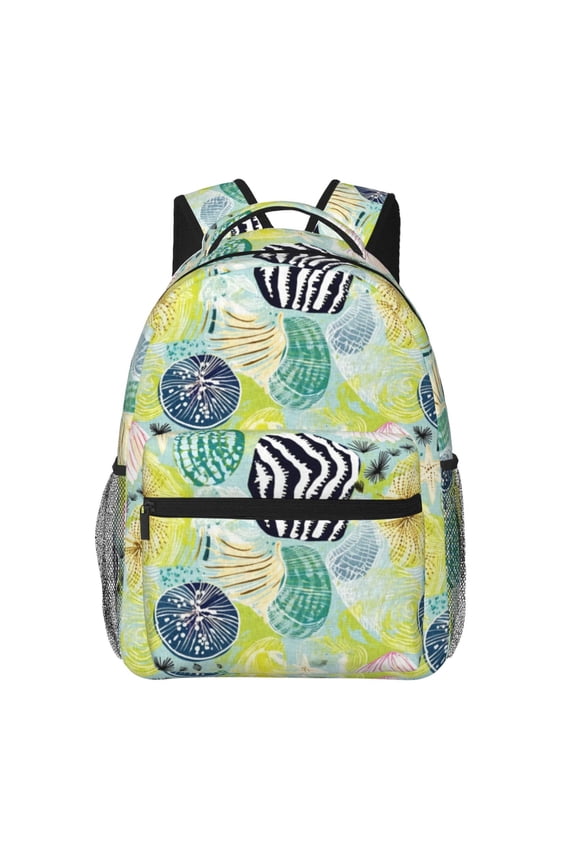 Shell Clam Print Backpack for Both Men and Women, Basic Bookbag for College, Work, or Travel,Rucksack Computer Bag-One Size