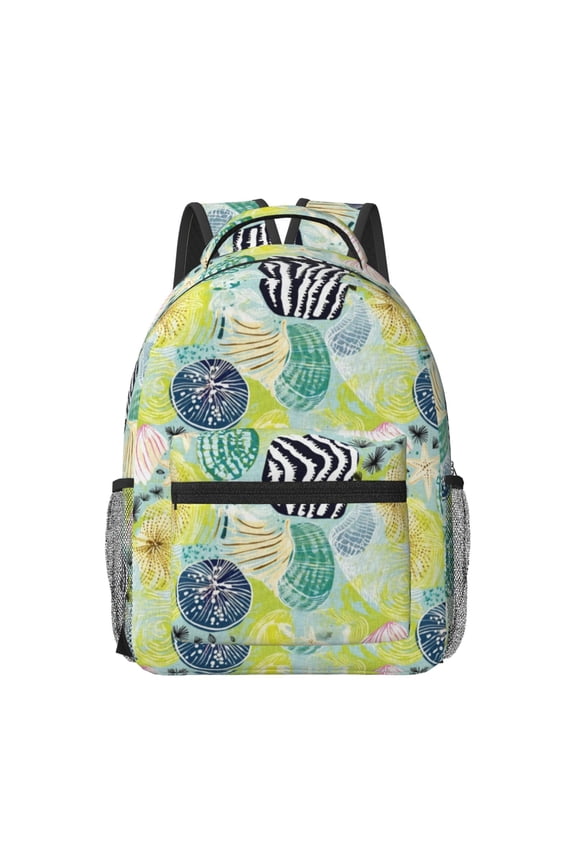 Shell Clam Print Backpack for School,15.6 inch Laptop Back Pack for High School and College Students, Waterproof Computer Bookbag-One Size
