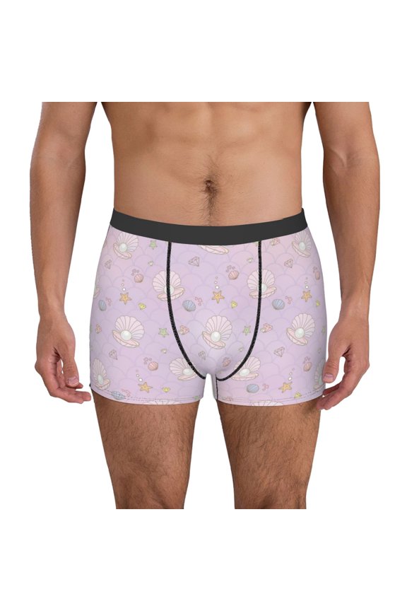 Shells Pearl Men's Underwear Boxer Briefs Pack, ComfortSoft Boxer Brief for Men, Moisture-Wicking Breathable-Small