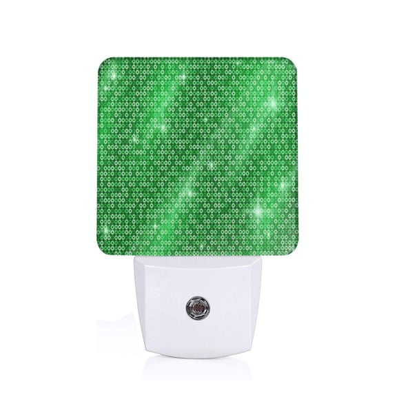 Honeii Shiny round green sequins Print LED Night Light with Light Sensor, Night Lights Plug Into Wall,Ideal for Bedrooms and Hallways-US