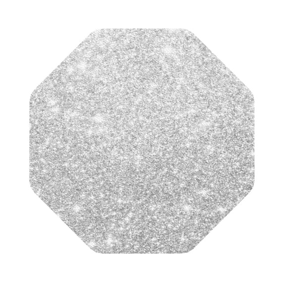 Honeii Silver Glitter Print Leather Coaster Set of 6, Ideal for Safeguarding Your Furniture from Drinks Spills and Effortless Cleanup,Octagon