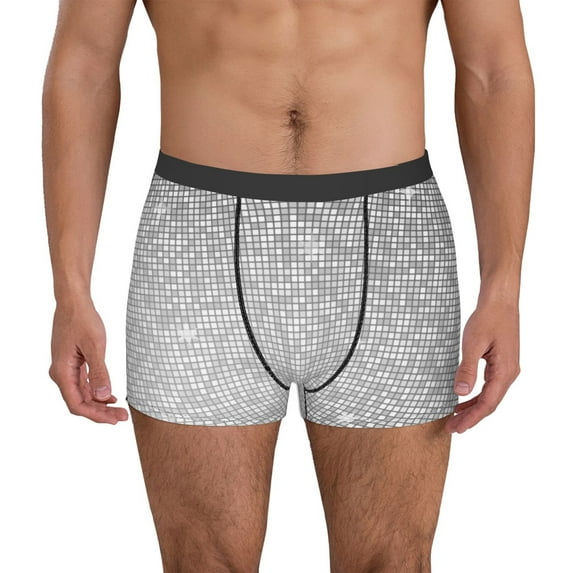 Honeii Silver Mosaic Men's Underwear Boxer Briefs Pack, ComfortSoft Boxer Brief for Men, Moisture-Wicking Breathable-Large
