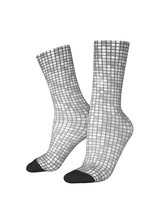Silver Mosaic Print Adult Socks,Crew Socks,Casual Calf Socks,Daily Wear Socks for Men & Women, Perfect for Sports, Casual and Everyday Use