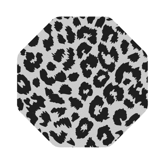 Honeii Similar To Leopard Print Print Leather Coaster Set of 6, Ideal for Safeguarding Your Furniture from Drinks Spills and Effortless Cleanup,Octagon