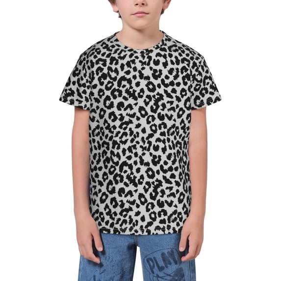 Honeii Similar To Leopard Print Print Youth Short Sleeve T-Shirt,Boys Athletic Shirt,Quick Dry Short Sleeve Performance Moisture Wicking T Shirt