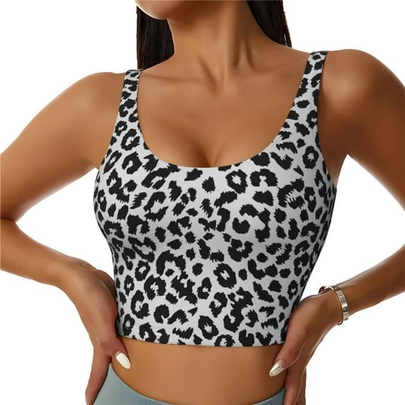 Honeii Similar To Leopard Print patten Workout Crop Tank Top for Women Yoga Tank Tops Athletic Sports Shirts Exercise Undershirts,Sports Bra,Sports vest-Medium