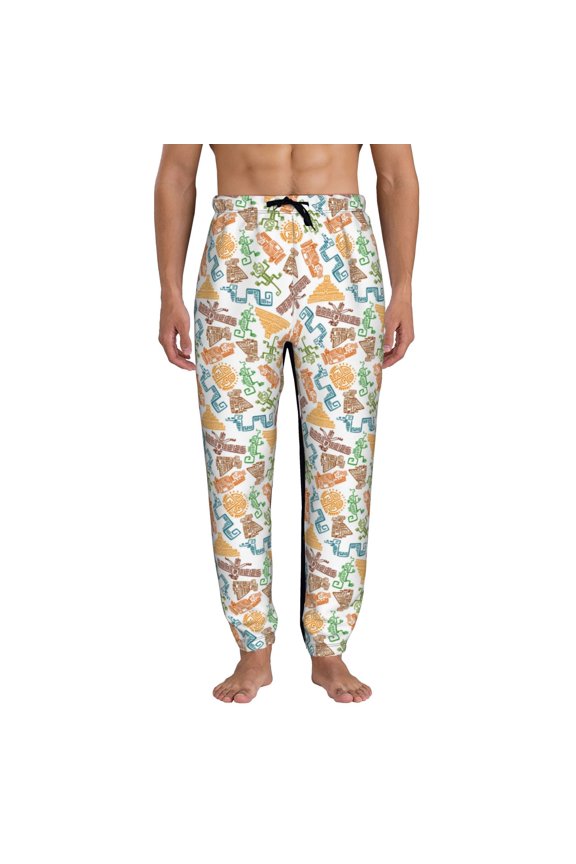Simple Drawing Print Mens Jogger Sweatpants, Men's Lounge Pants with Pockets-