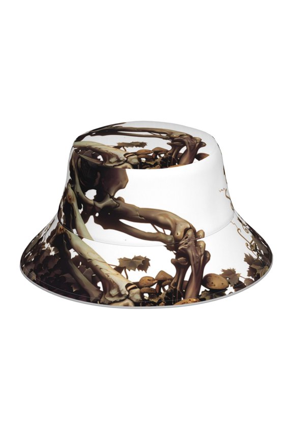 Skeleton Dance with Mushrooms for Unisex Bucket Hat Waterproof Rain Hat Reversible Shiny Rave Bucket Hat for Concert Festival Boonie Cap