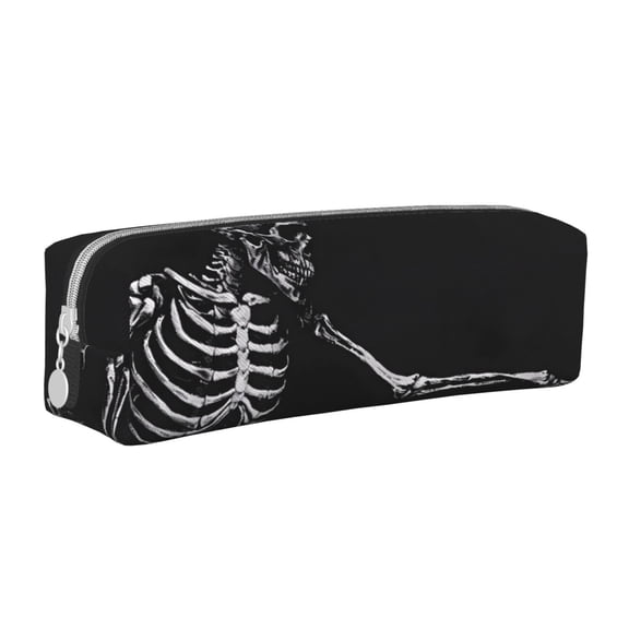 Honeii Skeleton Playing Xylophone Pattern Pencil Case, Pencil Pouch, Pencil Case Small, Pencil Pouch Aesthetic, PVC Pencil Pouch, Pencil Bag, Makeup Pouch