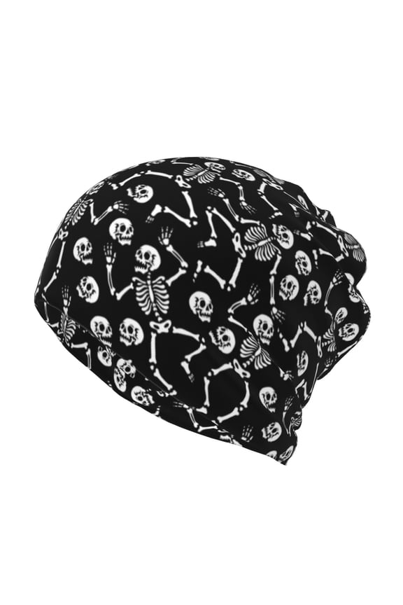 Skeletons Dancing Print Winter Beanie Daily Hat - Thermal Polar Fleece Ski Running Hat Skull Cap for Men and Women,Beanie