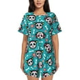 thumbnail image 1 of Honeii Skull Cat for Women's Summer Pajama Set featuring Soft Short Sleeve Shirt & Matching Bottoms with Convenient Pockets for Relaxed Home Wear-XX-Large, 1 of 6