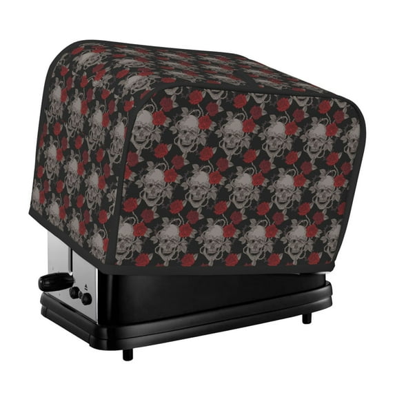 Honeii Skull and Red Roses Print 2 slice Toaster Cover, Two Slice Toaster Dust-proof Cover For Kitchen Small Appliance and Fingerprint Protection