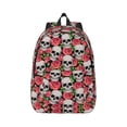 thumbnail image 1 of Honeii Skull and Roses Print Canvas College Laptop Backpack, Durable Rucksack Travel Notebook Bag School Backpack Book Bag for Men Women-Medium, 1 of 7