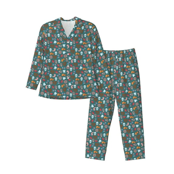Honeii Skull cute organ Pattern Mens Pajamas Set,2pcs Men's Lounge Long Sleeve Sleep Shirt and Pajama Bottoms Sleepwear Set,Mens Pjs Sets-XX-Large
