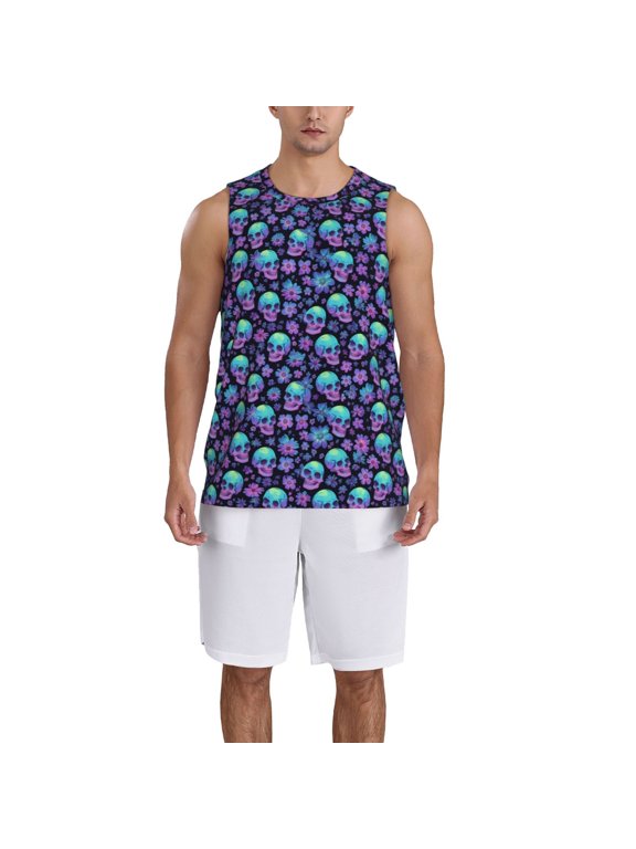 Skull daisy Gradient print basktball shirt for men and women, Unisex basketball jersey for Theme party-3X-Large