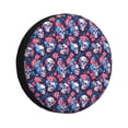 thumbnail image 1 of Honeii Skull flower blue Print Tire Covers, Waterproof Anti-UV Sun Snow Rain Tire Covers for Trailers, RV, Camper, SUV, Truck-17 inch, 1 of 1