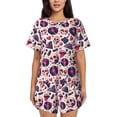 thumbnail image 1 of Honeii Skull lips record Guitar for Women's Summer Pajama Set featuring Soft Short Sleeve Shirt & Matching Bottoms with Convenient Pockets for Relaxed Home Wear-Medium, 1 of 6