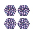 thumbnail image 1 of Honeii Skull mushroom rainbow space print Leather Coaster Set of 4, ideal for safeguarding your furniture from drinks spills and effortless cleanup-Hexagon, 1 of 6