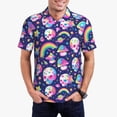 thumbnail image 1 of Honeii Skull mushroom rainbow space print Polo Shirt, a classic short-sleeved, button-down golf shirt designed for men4X-Large, 1 of 6