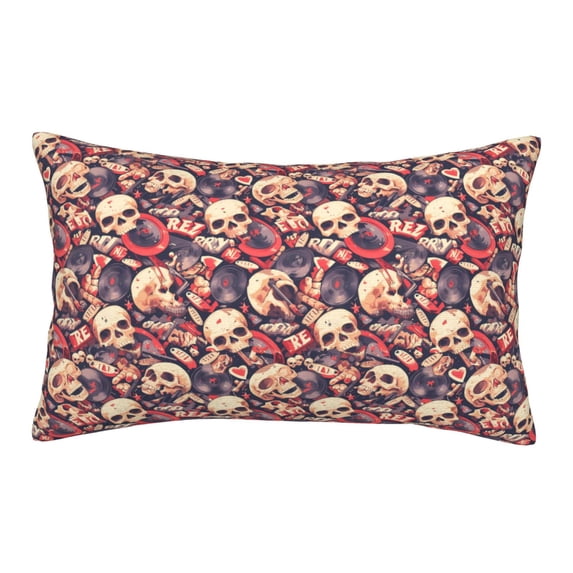 Honeii Skull rock record artist Decorative Throw Pillow Case - Elevate Your Couch, Sofa, or Bed with Stylish Home Decor, Perfect Gift Idea-14"x20"