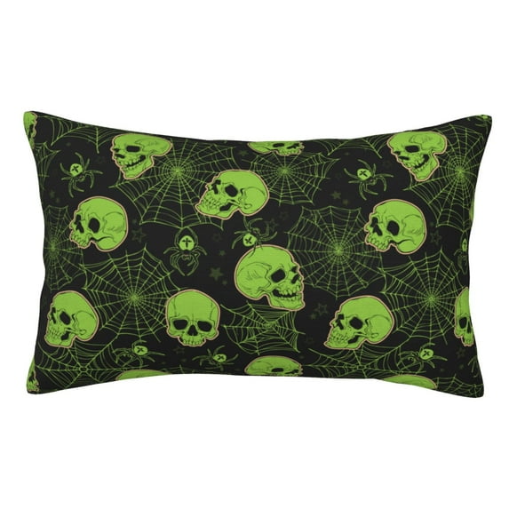 Honeii Skulls And Cobwebs Print Pillow Cases,Plush Throw Pillow Covers,Decorative Pillowcase for Sofa, Couch, Living Room-14"x20"