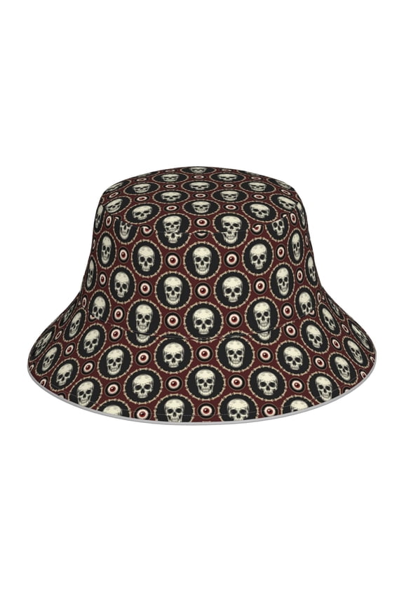 Skulls And Red Eyeballs for Unisex Bucket Hat Waterproof Rain Hat Reversible Shiny Rave Bucket Hat for Concert Festival Boonie Cap