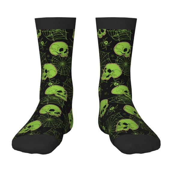 Honeii Skulls And Cobwebs Print Children's Colorful Socks,Unisex Kids and Toddlers' Cushioned Sock,Kids Athletic Crew Socks,for Everyday Wear and Sports