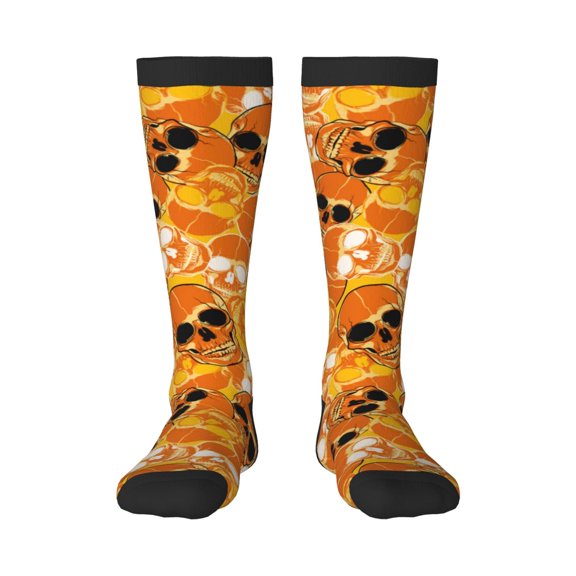 Honeii Skulls Print Long Socks,Novelty Design Socks Gift for Men and Women,Crew Socks,Calf Socks
