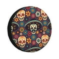 thumbnail image 1 of Honeii Skulls and Flowers Print Tire Covers, Waterproof Anti-UV Sun Snow Rain Tire Covers for Trailers, RV, Camper, SUV, Truck-17 inch, 1 of 6