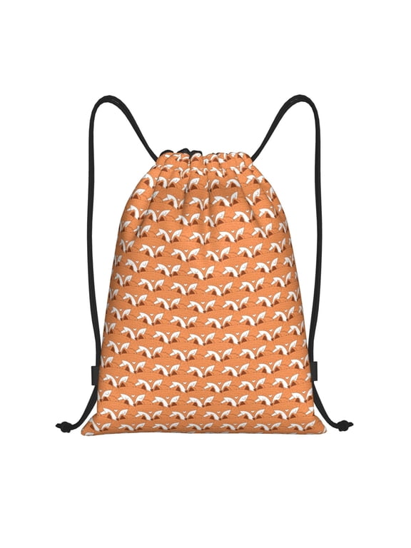 Sleepy Foxes Print Drawstring Backpack,Drawstring Bags String Backpack Gym Cinch Sack Backpack Sport Bag Draw-Medium