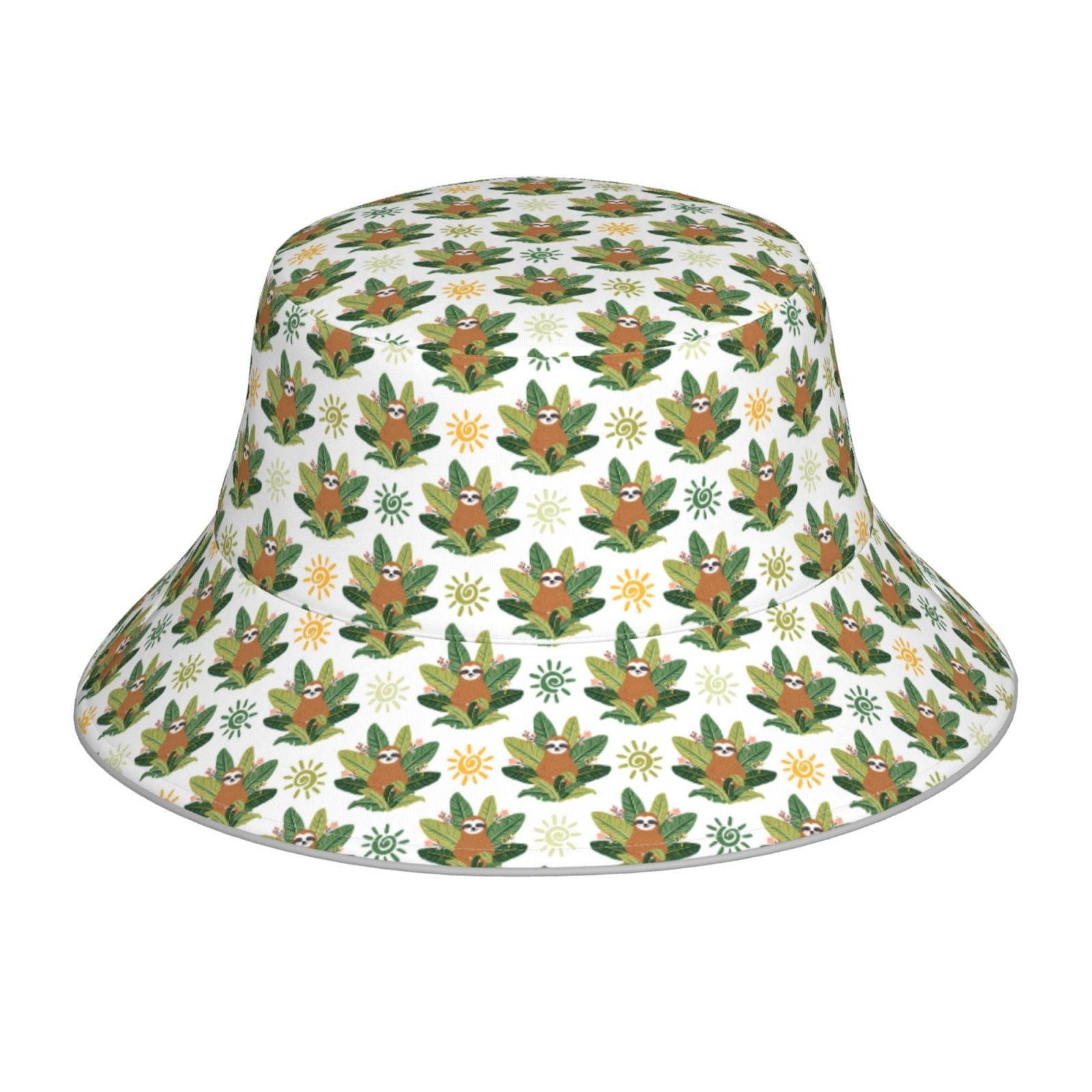 Honeii Sloth Sitting Tropical Leaves for Unisex Bucket Hat Waterproof ...