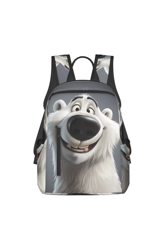 Smiling Polar Bear Print Lightweight Backpacks,Carry on Backpack,Durable Backpack for School, Work & Travel