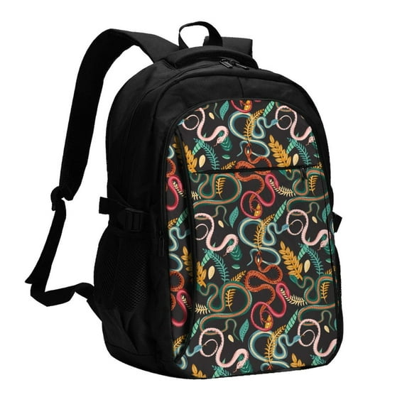 Honeii Snake And Flower for Travel Laptop Backpack, Business Laptops Backpack with USB Charging Port, College High School Computer Bag for Men Women