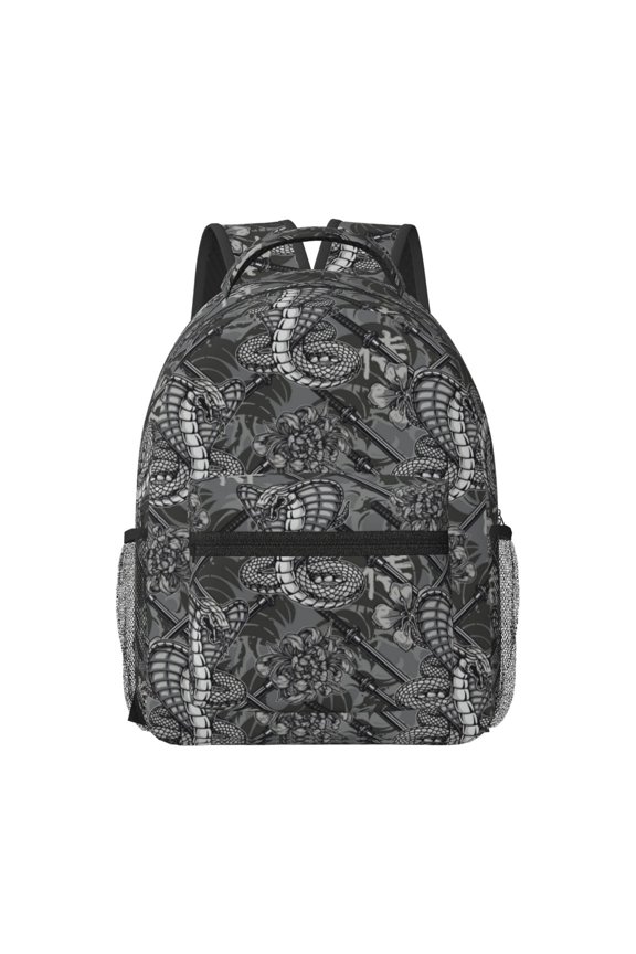 Snake Print Backpack for School,15.6 inch Laptop Back Pack for High School and College Students, Waterproof Computer Bookbag-One Size