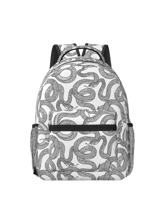 Snake Print Backpack for School,15.6 inch Laptop Back Pack for High School and College Students, Waterproof Computer Bookbag-One Size