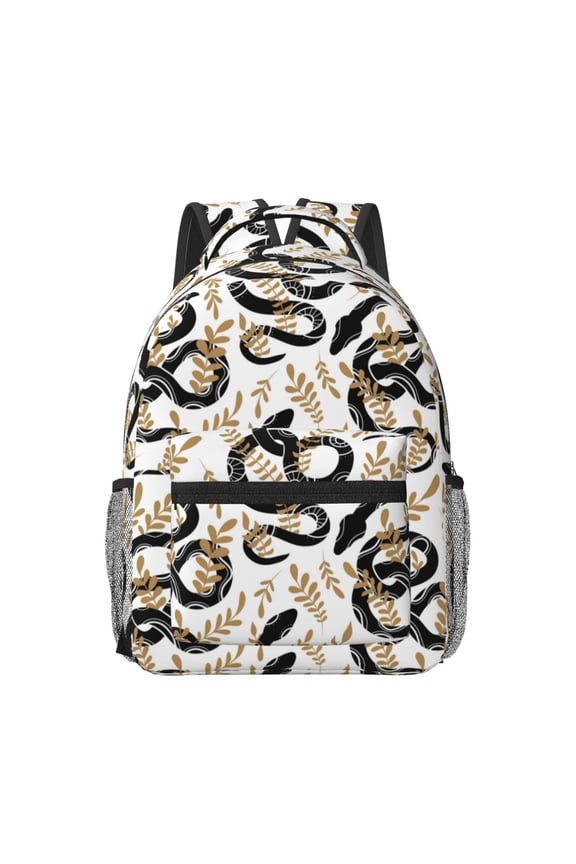 Snake Print Backpack for School,15.6 inch Laptop Back Pack for High School and College Students, Waterproof Computer Bookbag-One Size