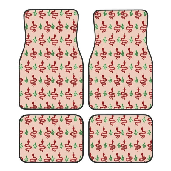 Honeii Snake Print Car Foot Mat Four-Piece Set - Front & Rear Universal Car Floor Mats for SUVs, Trucks, Sedans