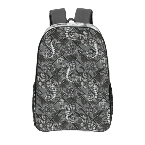 Honeii Snake Print Clear Backpack Heavy Duty Transparent Bag 17" See Through BookBag for Women Men Adults Work Festival Sports Travel