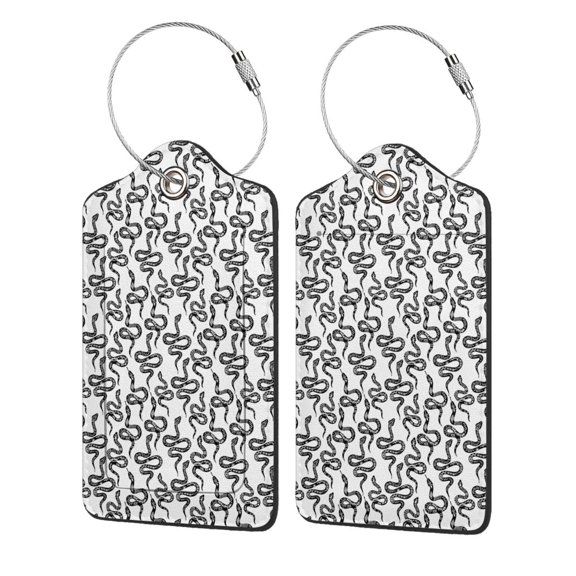Honeii Snake Print Leather Luggage Tag for Suitcases,ID Tags,Bag Tags for Luggage,Functional Travel Tag-4 PCS