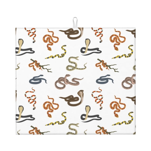 Honeii Snake for Dish Drying Mat for Kitchen Counter, Non-slip Rubber Backed, Hide Stain Kitchen Super Absorbent Draining Mat, Dish Rack Pad