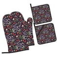 thumbnail image 1 of Honeii Snakes And Snake Fruit Pattern Oven Mitts and Pot Holders, Silicone Oven Gloves,500 F Heat Resistant Oven Mitts Sets, 4PCS, 1 of 6
