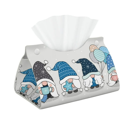 Honeii Snow Gnome for Winter for Tissue Box Cover/Holder - Covers Rectangular Shaped Boxes with a Contemporary Finish - Designed with Modern PVC Leather