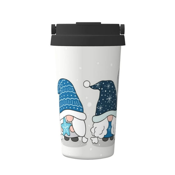 Honeii Snow Gnome for Winter Print Travel Coffee Mug Insulated Coffee Cup with Leakproof Lid, Coffee Tumbler, Reusable Coffee Cups with Seal Lid