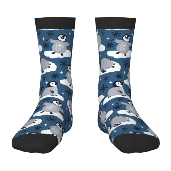 Honeii Snow Penguin Print Children's Colorful Socks,Unisex Kids and Toddlers' Cushioned Sock,Kids Athletic Crew Socks,for Everyday Wear and Sports