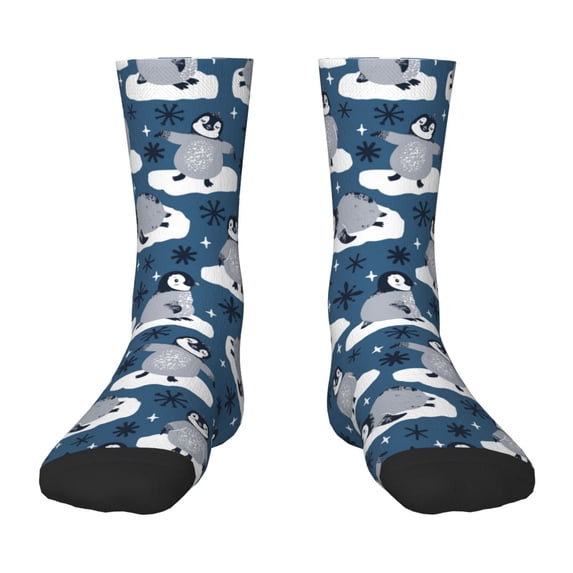 Honeii Snow Penguin Print Children's Colorful Socks,Unisex Kids and Toddlers' Cushioned Sock,Kids Athletic Crew Socks,for Everyday Wear and Sports