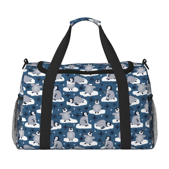 Honeii Snow Penguin Print Gym Bag,Carry on Weekender Overnight Bag, Travel Duffel Bags, Personal Item Travel Bag,Tote Bag,Workout Dance Bag