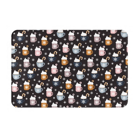 Honeii Snowflake Cream Hot Cocoa Pattern Door Mat, Welcome Door Mats Outdoor Indoor, Stain and Fade Resistant, Non-Slip Entry Matfor Bedroom, Bathroom, Kitchen