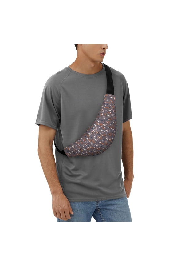 Snowflake Fox Pattern Sling Bag for Women Men Crossbody Sling Backpack Travel Hiking Chest Bag Daypack