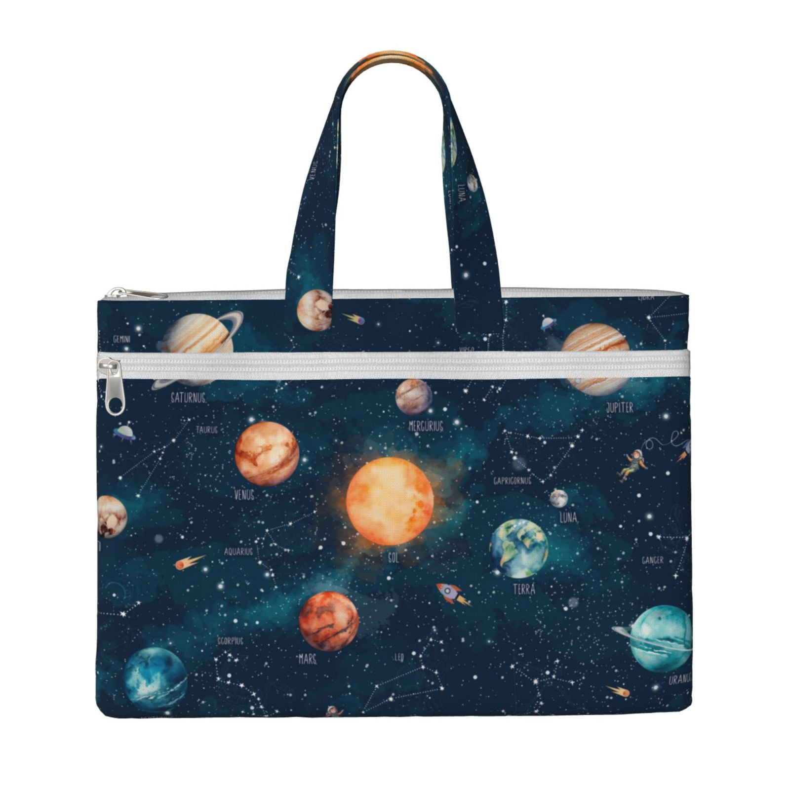 Honeii Solar System And Planets Print Canvas Tote Bag with Compartments ...