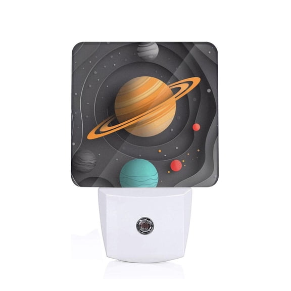 Honeii Solar System Paper Art Print LED Night Light with Light Sensor, Night Lights Plug Into Wall,Ideal for Bedrooms and Hallways-US
